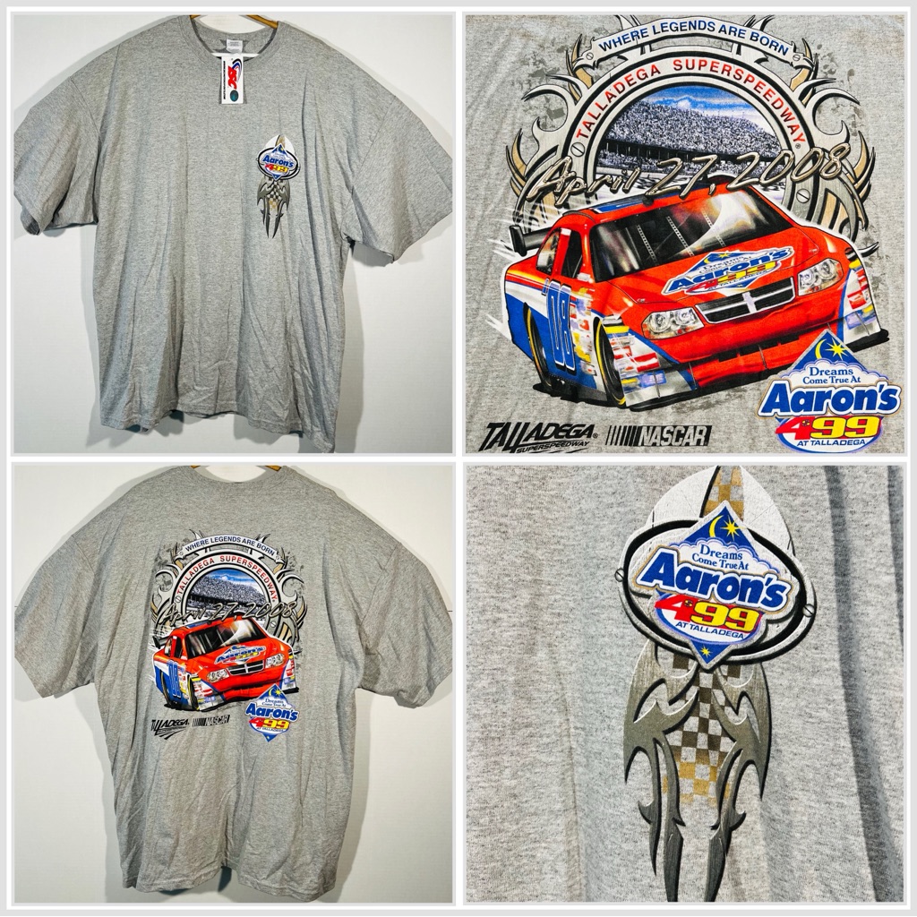 Vintage 2008 Nascar Aarons 499 Race Talladega Superspeedway TShirt Sz 3xl Gray